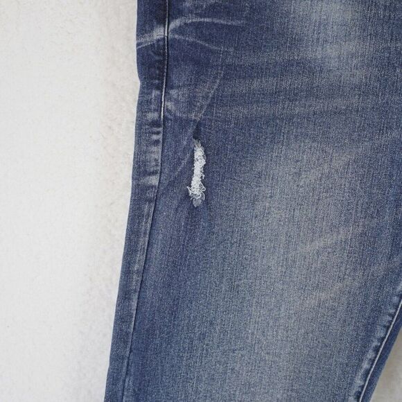 Company 81 Stone Wash Wiskering Denim Blue Jeans 38/34 Mid Rise Factory Distress - Picture 3 of 8